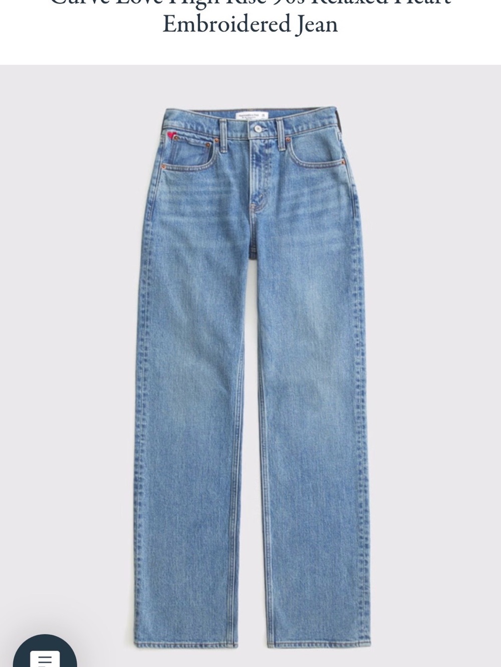 Curve Love High Rise 90s Relaxed Heart Embroidered Jean Size 27 Regular
